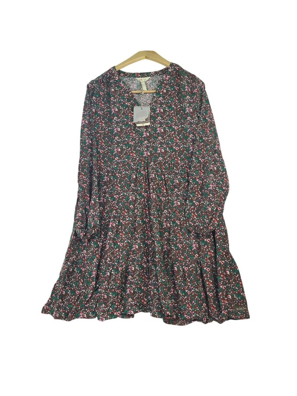 Matilda Jane Fabulously Floral Boho Tiered Dress Pockets Long Sleeve Small NWT
